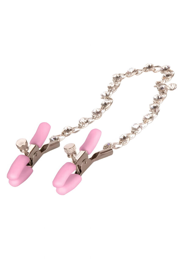 Nipple Play Crystal Chain Nipple Clamps Pink