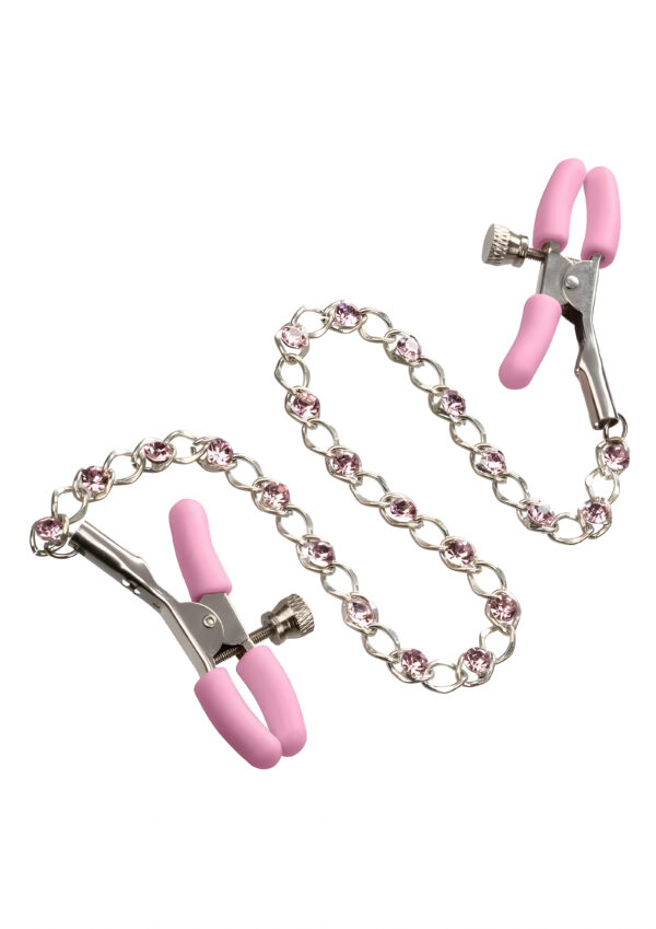 Nipple Play Crystal Chain Nipple Clamps Pink