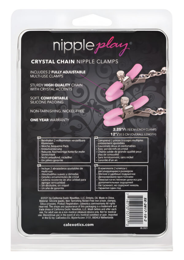 Nipple Play Crystal Chain Nipple Clamps Pink