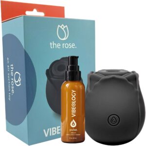 Perfect Pairings - The Rose Pressure Wave Stimulator & 1 oz Pulse Clitoral Stimulation Cream By Vibeology