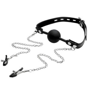 Silicone Ball Gag with Nipple Clamps
