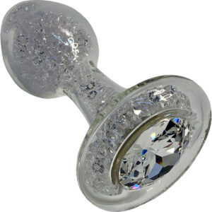 Sparkle Clear Short Stem Glass Butt Plug By Crystal Delights