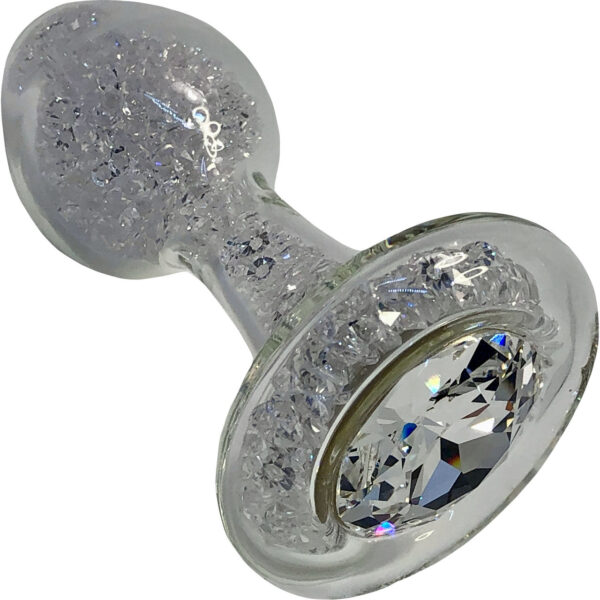 Sparkle Clear Short Stem Glass Butt Plug By Crystal Delights