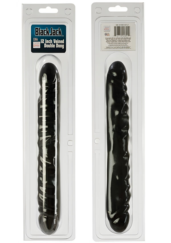 Veined Double Dong 12 Inch Black